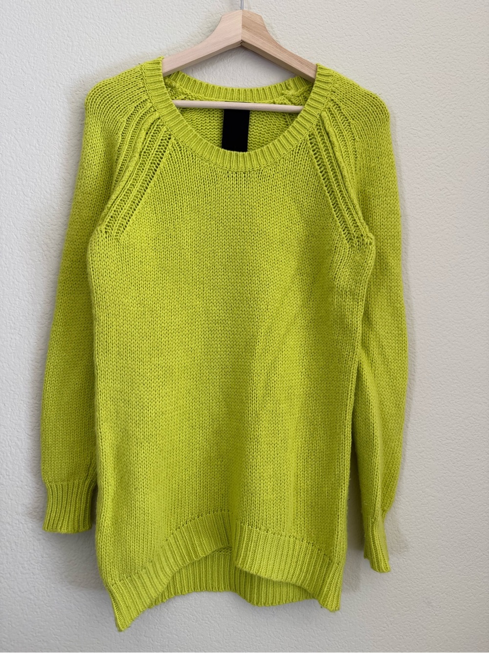 Bordeaux Lime Green Raglan Crew Sweater